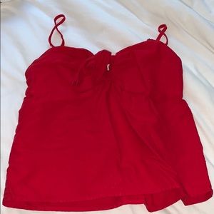 Red Tie Front Top
